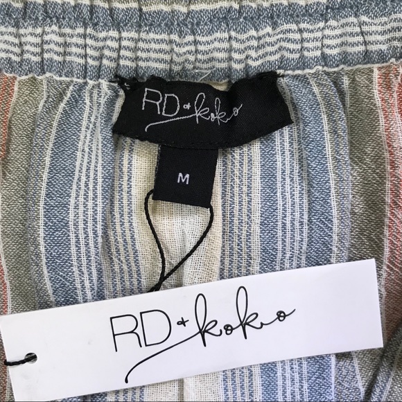 RD + koko Striped Cotton Maxi Skirt Button Front M - Picture 6 of 6